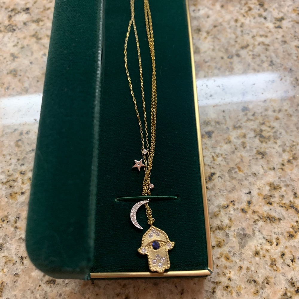 Hamsa Necklace & Moon/ Star necklace